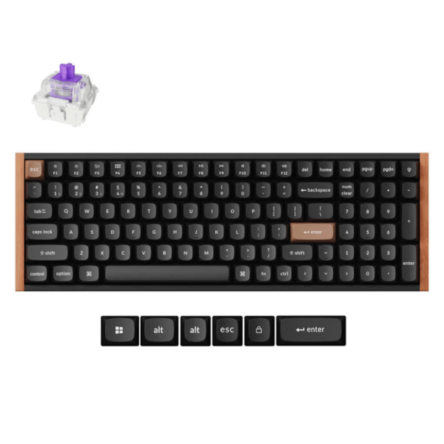 Keychron K4 HE Wireless (K4H-F1) - US Layout - Hot-Swappable Gateron Magnetic Nebula - Carbon Black (Juoda) Magnetinė Belaidė Žaidimų Klaviatūra