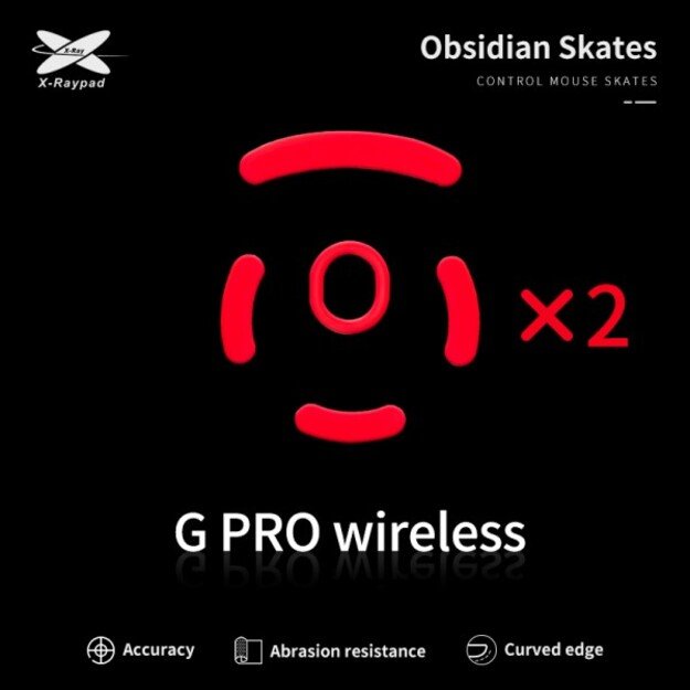 X-Raypad Obsidian Skates Logitech G Pro 1 Red 2 vnt. (Raudoni) Pakaitiniai Mouse Feet