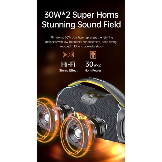 Bluetooth ne&scaron;iojamas garsiakalbis Awei KA16 60W juodas 5