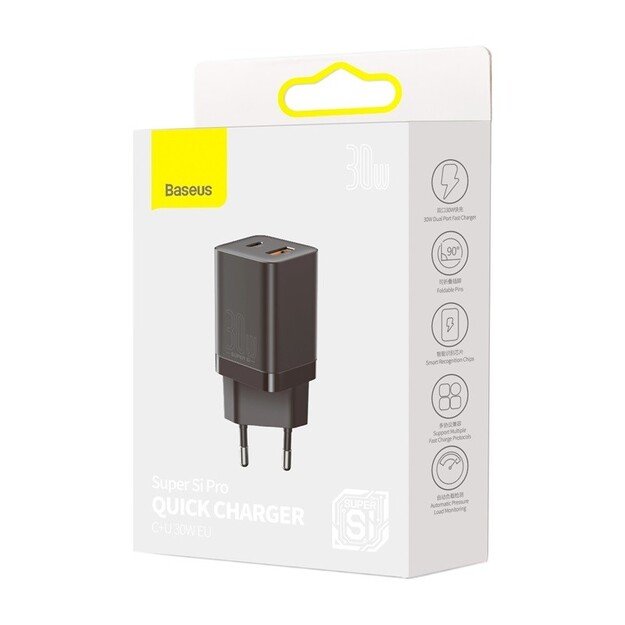 Įkroviklis Baseus Super Si Pro 30W USB-C/USB-A juodas CCSUPP-E01 5
