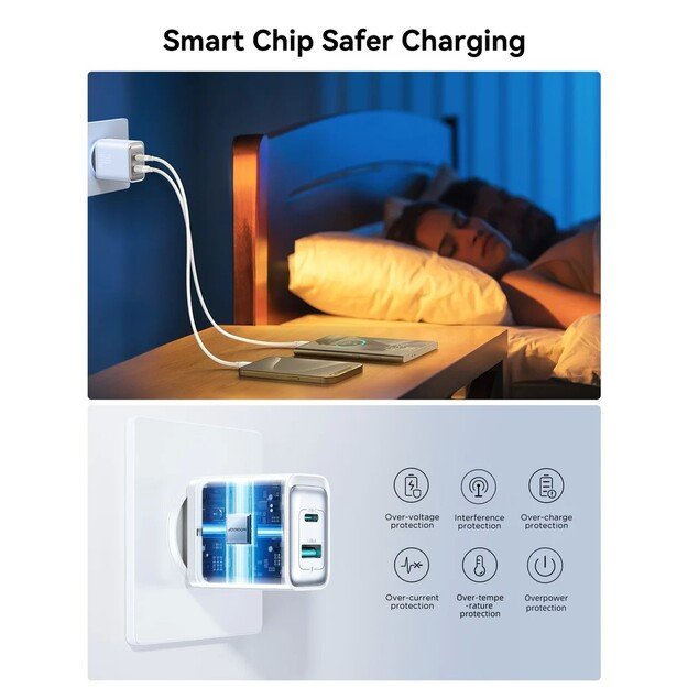 Įkroviklis Joyroom JR-TCF15 30W USB-C/USB-A baltas 5