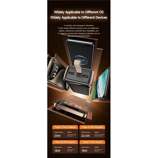 I&scaron;orinė baterija Power Bank Awei PA-12 5V/3A 30000mAh juoda 7