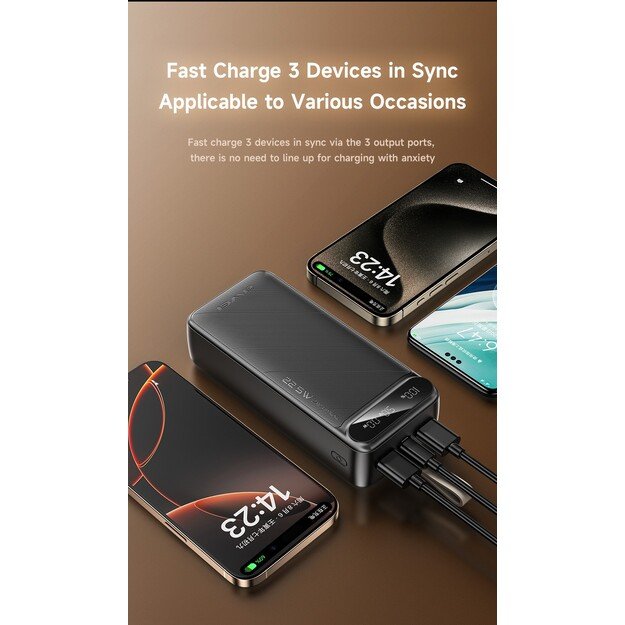 I&scaron;orinė baterija Power Bank Awei PA-12 5V/3A 30000mAh juoda 6