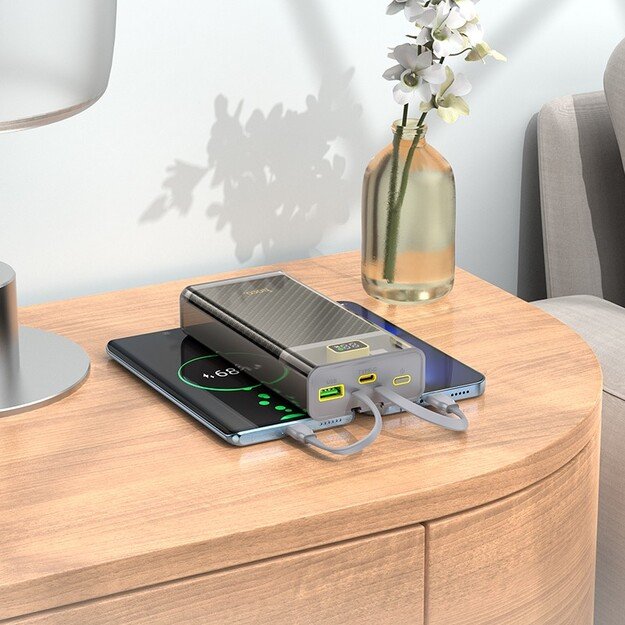 I&scaron;orinė baterija Power Bank Hoco J104A Discovery Edition 22.5W 20000mAh pilka 4