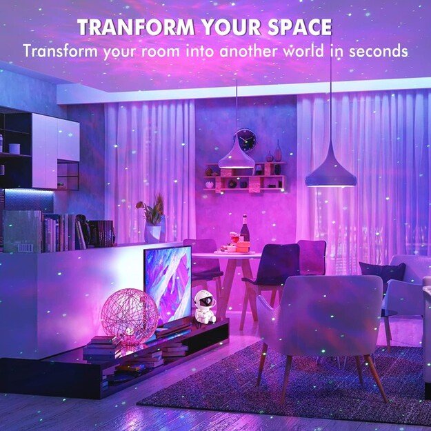 LED 3D galaktikų ir žvaigždžių projektorius Reach Mini Astronaut, juodas 7