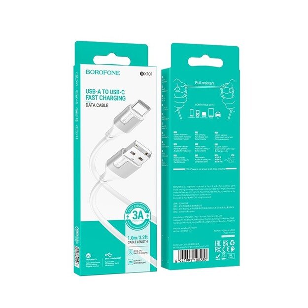 USB kabelis Borofone BX101 USB-A to USB-C 1.0m baltas 3
