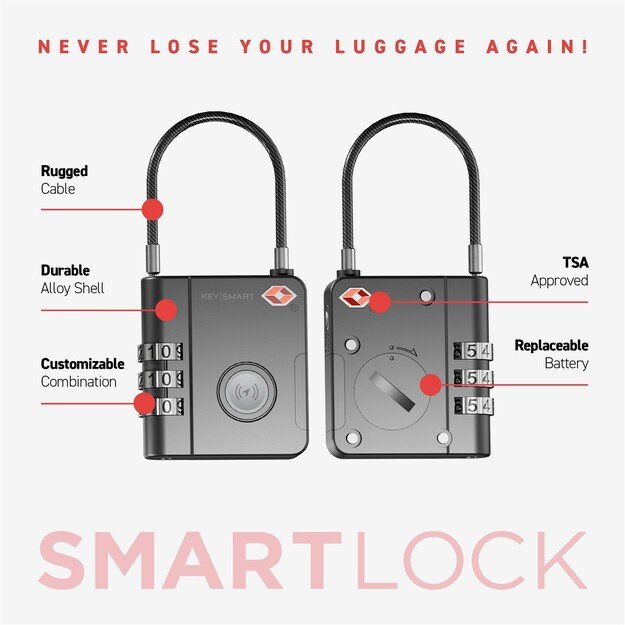 KEYSMART SmartLock  TSA Approved Find My Lock, Black 5