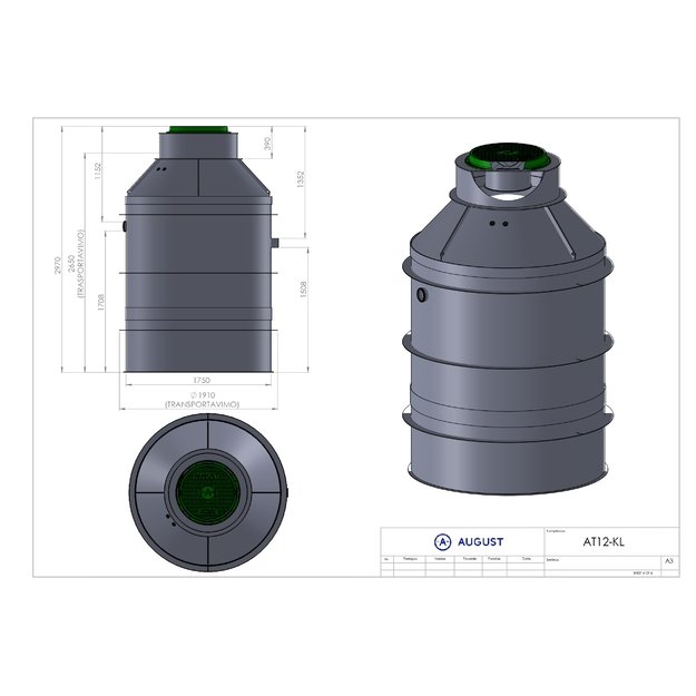 Nuotekų valymo įrenginys AT12KL 1152mm įgilinim. (10 žm.) 1