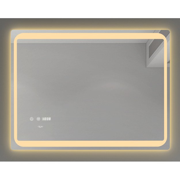 Veidrodis 45630 LED i&scaron;manus su funkcija nuo rasojimo, laikrodžiu ir termometru