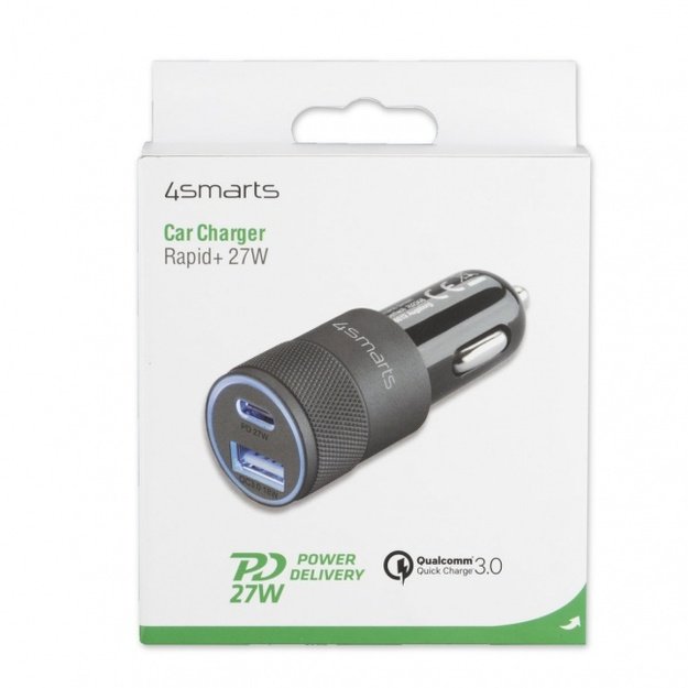 Car Charger Rapid+ 27W with Quick Charge, grey / black 1