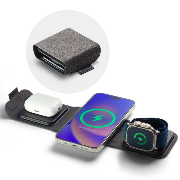 mophie-3in1 travel charger MagSafe with adapter EU Black 1