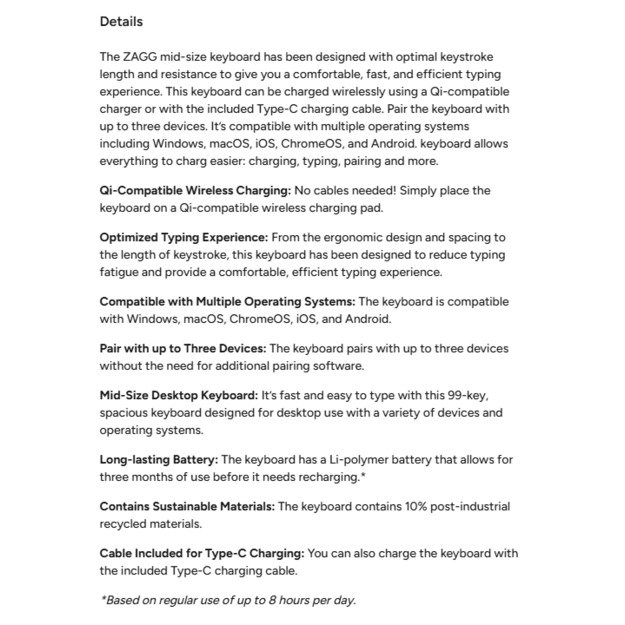 ZAGG Pro Keyboard Mid Size-Charcoal-Nordic (wireless charging on mat) 2