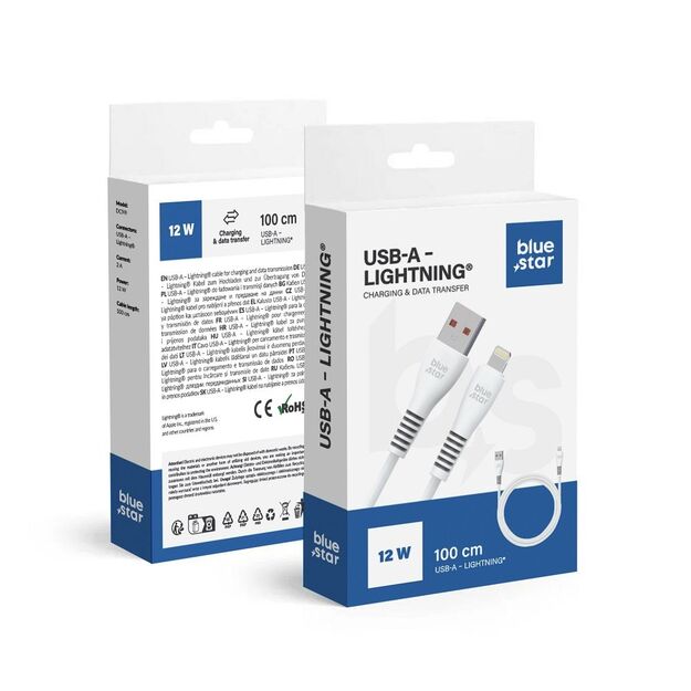 Cable USB A to Lightning Blue Star 2A 12W 1 m DC99I white