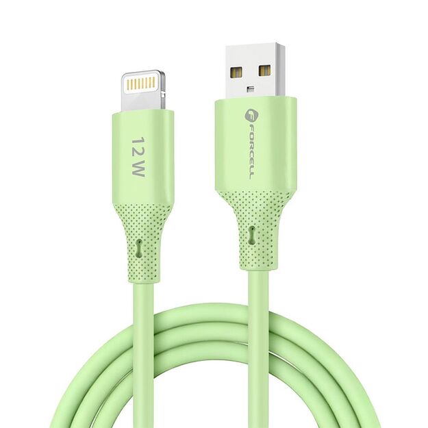 Cable USB A to Lightning Forcell F-Energy 2,4A 12W Silicone 1 m C343 green 8