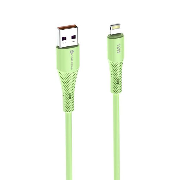 Cable USB A to Lightning Forcell F-Energy 2,4A 12W Silicone 1 m C343 green 3