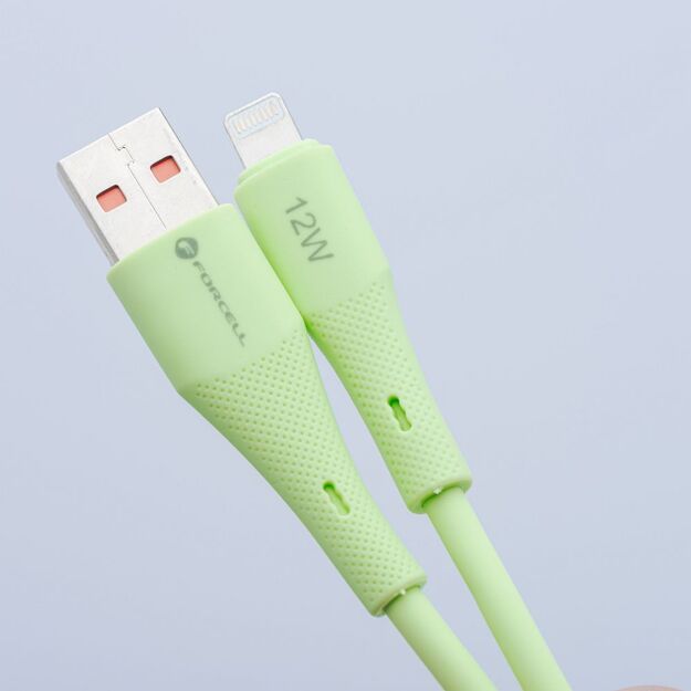 Cable USB A to Lightning Forcell F-Energy 2,4A 12W Silicone 1 m C343 green 4