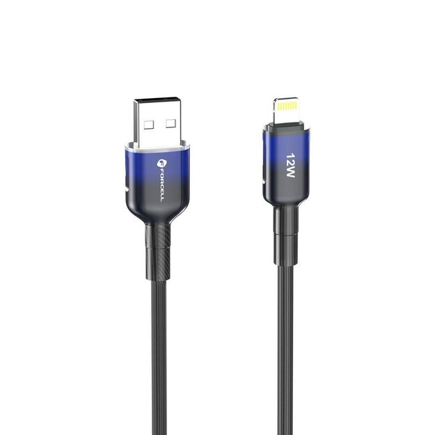 Cable USB A to Lightning Forcell F-Energy 2,4A 12W Gradient 1 m C353 black 8